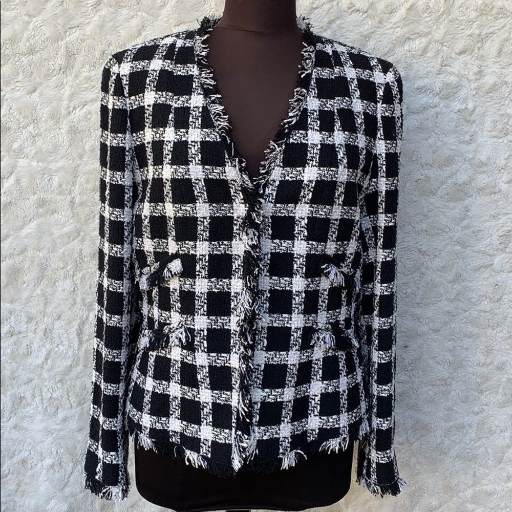 Dana Buchman Black/White Bouclé Jacket Sz10